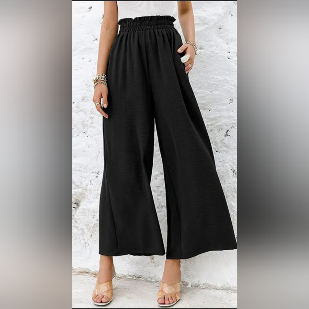BBJ Black High Rise Wide Leg Soft Knit Crepe with 4-Way Stretch Size S